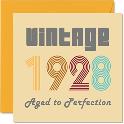Abbildung von Geburtstagskarten zum 96. Geburtstag für Männer und Frauen Vintage 1928 Aged To Perfection 96 Lustig Sie Ihn 145 mm x Glückwunschkarten