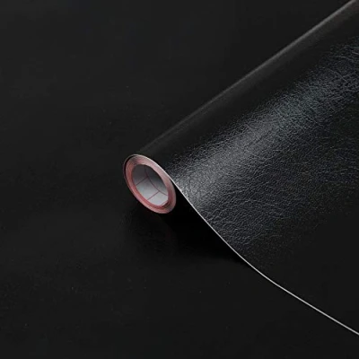 Abbildung von d c fix Klebefolie Leder Uni geprägt schwarz selbstklebende Folie wasserdicht realistische Deko für Möbel, Tisch, Schrank, Tür, Küchenfronten Möbelfolie Dekofolie Tapete 90 cm x 15 m