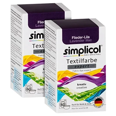 Abbildung von simplicol Textilfarbe expert Flieder Lila Farbe für kreatives, einfaches Färben in der Waschmaschine oder manuell 1737 (2x 1707) 150 g (2er Pack)