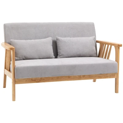 Abbildung von HOMCOM 2 Sitzer Zweisitzer Doppelsofa mit Armlehne, Loveseat Samtoptik, Kissen