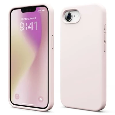 Abbildung von elago Premium Liquid Silikon Hülle Kompatibel mit iPhone SE 4. Generation Hülle, Ganzkörper Handyhülle, Stoßfest, Kratzfester weicher Mikrofaser Innenfutter (Lovely Rosa)