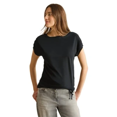 Abbildung von Cecil MIT Raffung Tshirt basic, Damen, Größe: XL, Schwarz