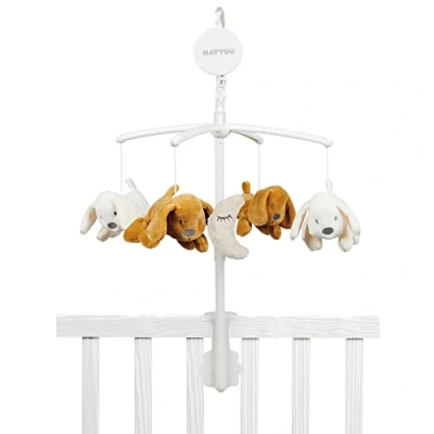 Abbildung von Nattou Mobile mit Spieluhr, Hund Charlie, Sanftes Wiegelied &quot;Le La Lu&quot;, 65 x 31 cm, Vegan, Baumwolle/Polyester, Weiß &amp; Braun