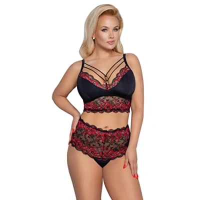 Abbildung von BH plus Slip mit edler 2 farbiger Spitze