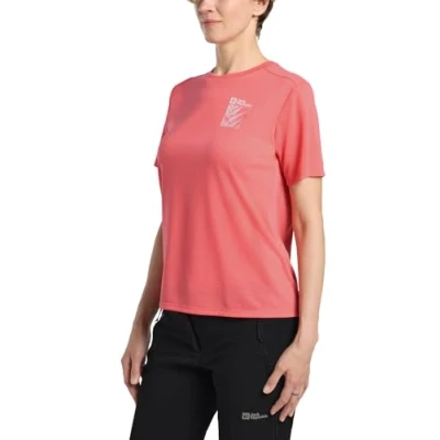 Abbildung von Jack Wolfskin Vonnan Graphic Sport Tshirt, Damen, Größe: Large, Explore sunset coral