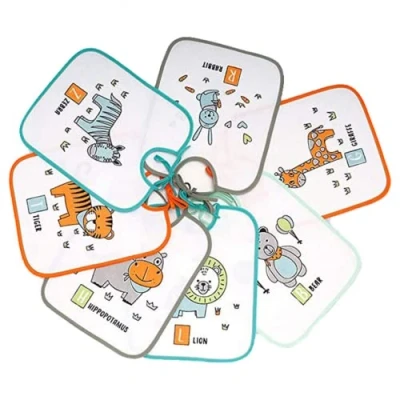 Abbildung von Ti TIN Pack de 7 Baberos Impermeables para Bebé 73% Algodón 27% Poliéster Forro Vinilo Lote con Cierre Cintas Bebés 6 a 18 Meses, 23x27 cm