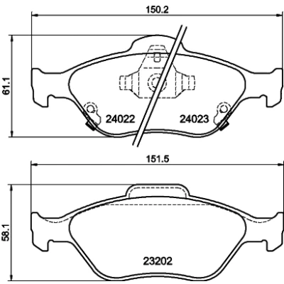Abbildung von HELLA 8DB 355 006 721 Bremsbelagsatz mit akustischer Verschleißwarnung TOYOTA: Yaris II Schrägheck, III Kastenwagen