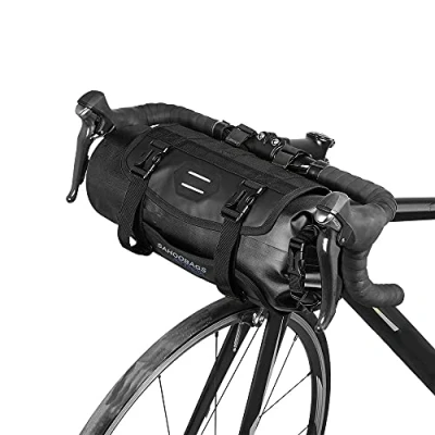 Abbildung von Lixada Fahrradtasche, wasserdicht, für Mountainbike, MTB, Frontrahmen, Lenker, Korb, mit Reißverschluss, 3 l, 7 verstellbar (schwarz)