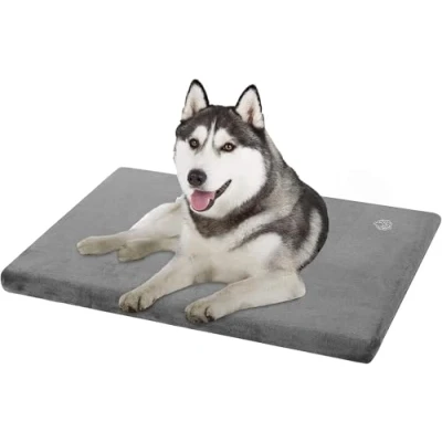 Abbildung von EMPSIGN Hundebett Grosse Hunde Hundekissen waschbar, Wasserdicht L 89x56cmx7.6cm, passend für Käfige, Hundematte mit Abnehmbarem und waschbarem Bezug große Hunde, Grau