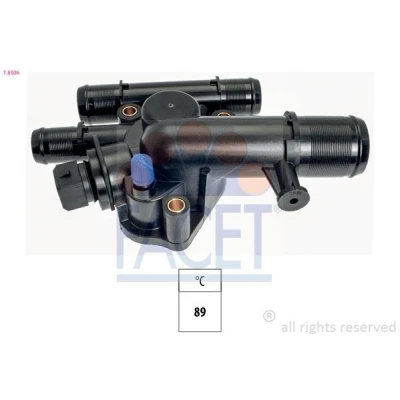 Abbildung von FACET 7.8506 Kühlwasserthermostat 89 Made in Italy OE Equivalent mit Dichtung RENAULT: SCENIC 2, MEGANE 2 Stufenheck