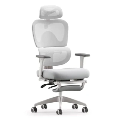 Abbildung von MUSSO E600SE Ergonomic Office Chair 3 Level Adjustable Lumbar 3D Armrest and Headrest, with Footrest, Designed for Women&amp;Teenagers Spine Protection Correcting Sitting Posture (Gray)