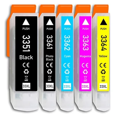Abbildung von 5 Tintenpatronen Kompatibel/Ersatz für Epson Expression Premium XP 530 540 630 635 640 645 830 900 7100 33XL
