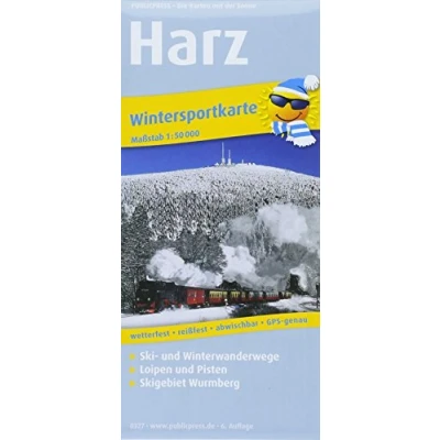 Abbildung von Harz: Wintersportkarte mit Ski und Winterwanderwegen, Loipen Pisten, wetterfest, reissfest, abwischbar, GPS genau. 1:50000 (Wintersportkarte: WINK)