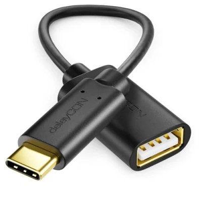 Abbildung von deleyCON 0,2m USB C OTG Adapter Kabel 2.0 zu A Buchse Smartphone