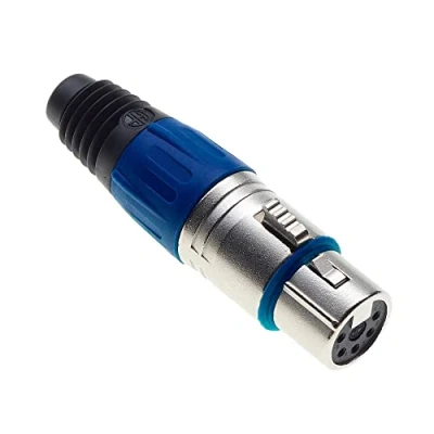 Abbildung von Keple 5 polige XLR Buchse, blau Buchse für Audio Mikrofon DMX Stecker, nicked plated Adapter, Metallkonstruktion Stecker mit Kunststoffgehäuse