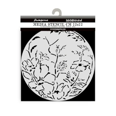 Abbildung von Stamperia Thick Stencils for Scrapbooks, Albums, Cards, and Bullet Journals, Flexible Material, Easy to Clean, Perfect Crafts Gifting (Favourites Refresh, Round Frame with Flowers)