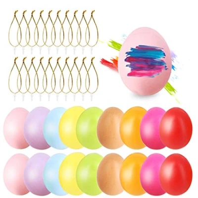 Abbildung von O Kinee Ostereier Plastik,Ostereier zum Bemalen,Ostereier Aufhängen,6 cm Eier Ostern Deko,Plastikeier Kunststoffeier,Ostern Dekorieren,Osterstrauchdeko(24 Stück Bunt Ostereier)