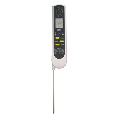 Abbildung von TFA Dostmann Digitales Einstich Infrarot Thermometer Dualtemp Pro, 31.1119, gemäß HACCP + EN 13485, zwei Temperatur Messverfahren, weiß,L 39 x B 22 H 160 (275) mm