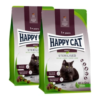 Abbildung von Happy Cat Sterilised Adult Weide Lamm M Trockenfutter für sterilisierte Katzen und Kater 2X 4 kg