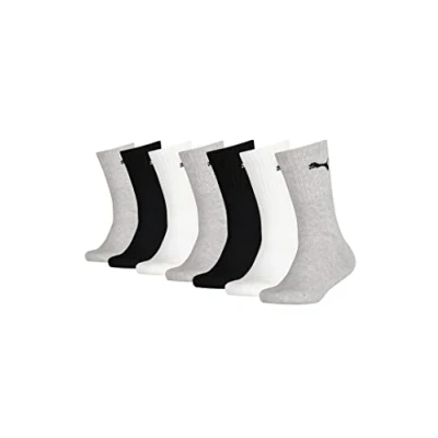 Abbildung von Puma Junior Quarter 7 PAAR Socken für Kinder, Größe: 35 38, Grey white black