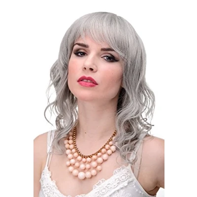 Abbildung von WIG ME UP 5019 51 Damen Perücke leichter Wetlook Grau halblang Pony als Scheitel stylbar ca. 50 cm