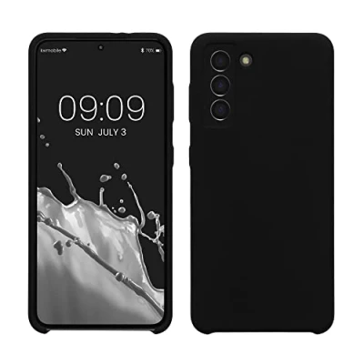 Abbildung von kwmobile Hülle kompatibel mit Samsung Galaxy S21 Silikon Handy Case Handyhülle weiche Oberfläche kabelloses Laden Schwarz