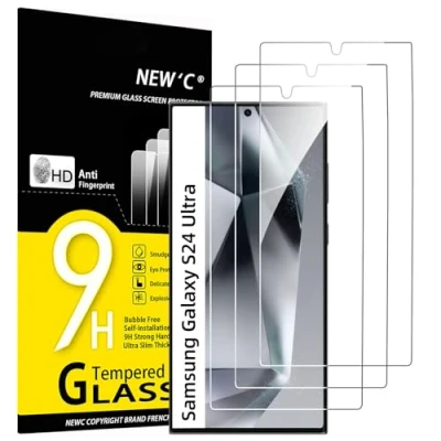 Abbildung von NEW&#039;C 3 Stück, Panzer Schutz Glas für Samsung S24 Ultra [nicht S24/S24 Plus], Frei von Kratzern, 9H Härte, HD Displayschutzfolie, 0.33mm klar, Ultrabeständi
