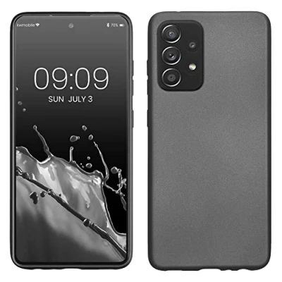 Abbildung von kwmobile Case kompatibel mit Samsung Galaxy A52 / 5G A52s Hülle Schutzhülle aus Silikon metallisch schimmernd Handyhülle Metallic Grau