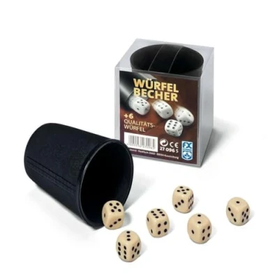 Abbildung von Ravensburger Spiel FX Schmid schwarzer Würfelbecher mit 6 Würfeln 27096