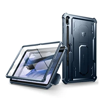 Abbildung von Dexnor Kompatibel mit Samsung Galaxy Tab S7 FE Hülle, [Eingebaute Displayschutzfolie und Ständer] Strapazierfähiger Schutz in Militärqualität Stoßfeste Schutzhülle Blau