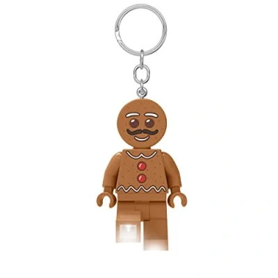 Abbildung von LEGO Iconic Gingerbread Man Schlüsselanhänger LED Blitzlicht Spielzeug Geschenke für Kinder 76 mm große Figur (KE182) 2 CR2025 Batterien enthalten