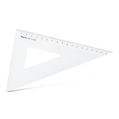 Abbildung von Aristo AR6020 Dreieck 60 (lange Kathete 196mm, Hypotenuse 226mm, abriebfeste Tiefprägung der Teilung, Plexiglas) transparent