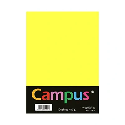 Abbildung von Plus Office Buntpapier, A4, 80 g/m², 210 x 297 mm, A4 Papier, weich, ideal zum Buchbinden, Büro, Zeichnen und Basteln, Zitronengelb