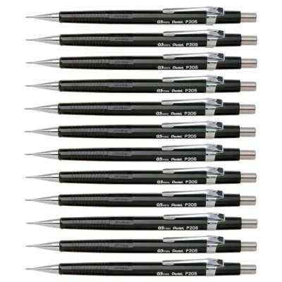 Abbildung von Pentel Sharp 200 P205 A Druckbleistift, 0.5 mm, Härtegrad HB, schwarz (12 Stück)