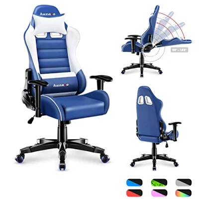 Abbildung von huzaro Ranger 6.0 Gaming Stuhl für Kinder Bürostuhl Schreibtischstuhl Armlehnen ergonomisches modernes Design Nacken und Lendenkissen Kunstleder Wippfunktion Blau