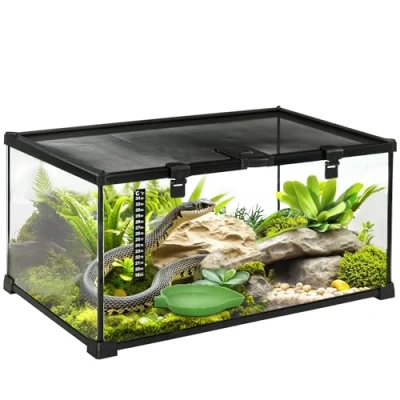 Abbildung von PawHut Terrarium Reptile Fütterungsbox Glasterrarium, mit Thermometer