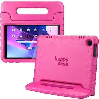 Abbildung von HappyCase Kinder Tablet Hülle Geeignet für Lenovo Tab M10 Gen 3 (10.1) Kinderfreundliche Schutzhülle Kinderhülle mit Griff und Ständer Rosa