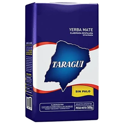Abbildung von Taragui Yerba Mate Tee Elaborada Sin Palo (Despalada) 500g aus Argentinien die Reifezeit beträgt 12 Monate Detox und Energie Getränk