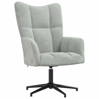 Abbildung von vidaXL Relaxsessel, Sessel Drehbar mit Stahlgestell, Relaxstuhl Polsterstuhl Armlehne, Fernsehsessel Polstersessel Wohnzimmer, Modern, Hellgrau Samt