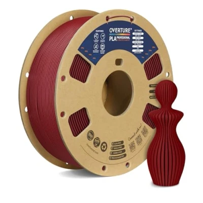 Abbildung von OVERTURE PLA Plus (PLA+) Filament 1,75 mm, professionelle Festigkeit, 1kg (2,2 lbs), Maßgenauigkeit +/ 0,02 für 3D Drucker (Weinrot)