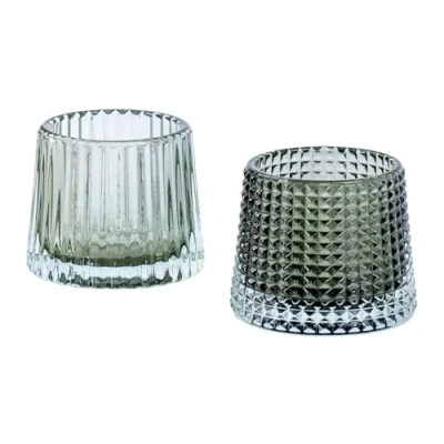 Abbildung von Levandeo® Teelichthalter, 2er Set Teelichthalter H7cm Glas Grün Kerzenhalter Tischdeko Kerzen