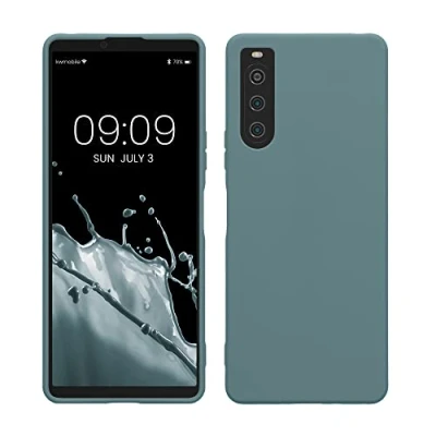 Abbildung von kwmobile Hülle kompatibel mit Sony Xperia 10 V weiches TPU Silikon Case Cover geeignet für kabelloses Laden Arctic Night