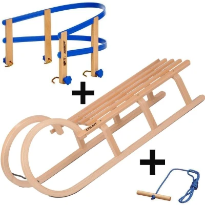 Abbildung von COLINT Hornschlitten &quot;Hörner 110 mit Holz/Kunststofflehne und Leine&quot;, (Set, 3 tlg.)