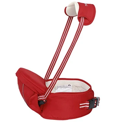 Abbildung von Hipseat Babytrage, freie Größe, für Kleinkinder, multifunktional, Hüftsitz Trage, Tragepositionen, mit verstellbarem Sicherheitsgurt Schutz Baby (rot)