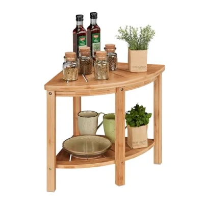 Abbildung von Relaxdays Bambus Eckregal, Küche &amp; Bad, HBT 42 x 55 39,5 cm, Standregal, Küchenregal stehend für Arbeitsplatte, Natur, Hellbraun
