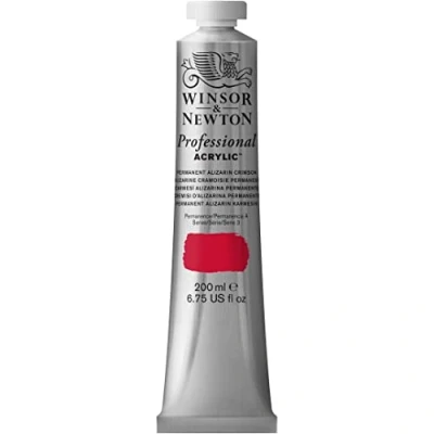 Abbildung von Winsor &amp; Newton 2337466 Professional Acrylfarbe in Künstlerqualität, hohe Farbbrillanz Deckkraft, Archivqualität, 200ml Tube Permanent Alizarinkarmesin