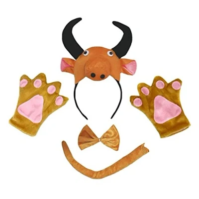Abbildung von Petitebelle 3D Stirnband Bowtie Schwanz Handschuhe Unisex Adult 4pc Kostüm Einheitsgröße Kuh
