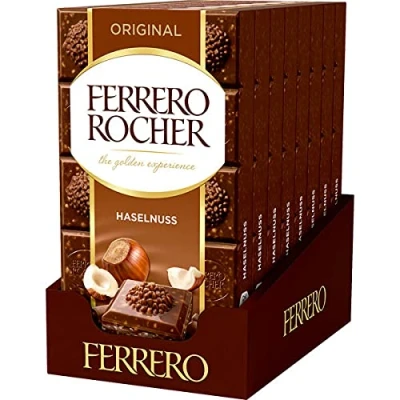 Abbildung von Ferrero Rocher Original Haselnuss Tafel, 16er Pack (16 x 90g)