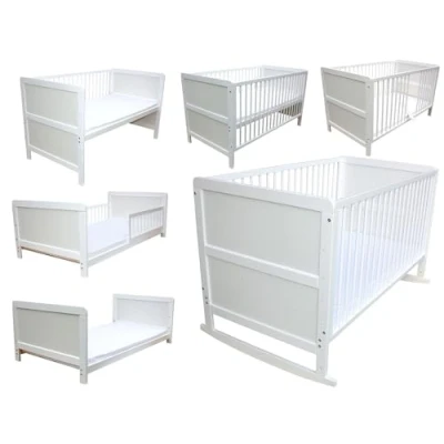 Abbildung von Micoland Kinderbett Juniorbett Beistellbett Wiege 140x70cm 4in1 + Matratze weiß