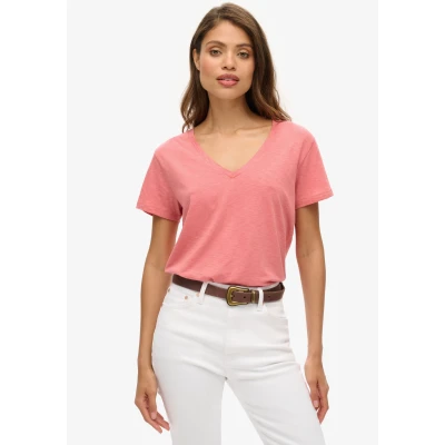 Abbildung von Superdry Embroidered Vneck Tshirt basic, Damen, Größe: 40, Mauveglow pink